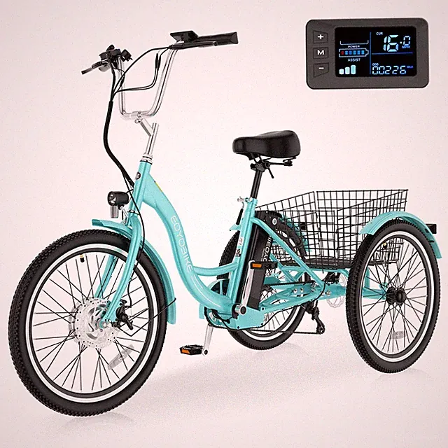 24/26" 350W Adult Electric Trike Tricycle w/ 36V 10AH lithium Battery,bike cover