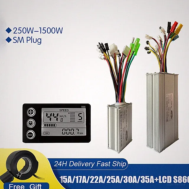 24V 36V 48V 250W-1500W Electric Bicycle Motor Controller with LCD S866 Display