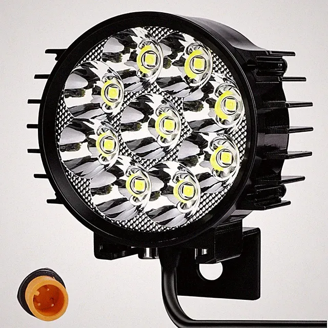 24V 36V 48V 60V Ebike Headlight with Horn, 3 Pin Male Waterproof Connector