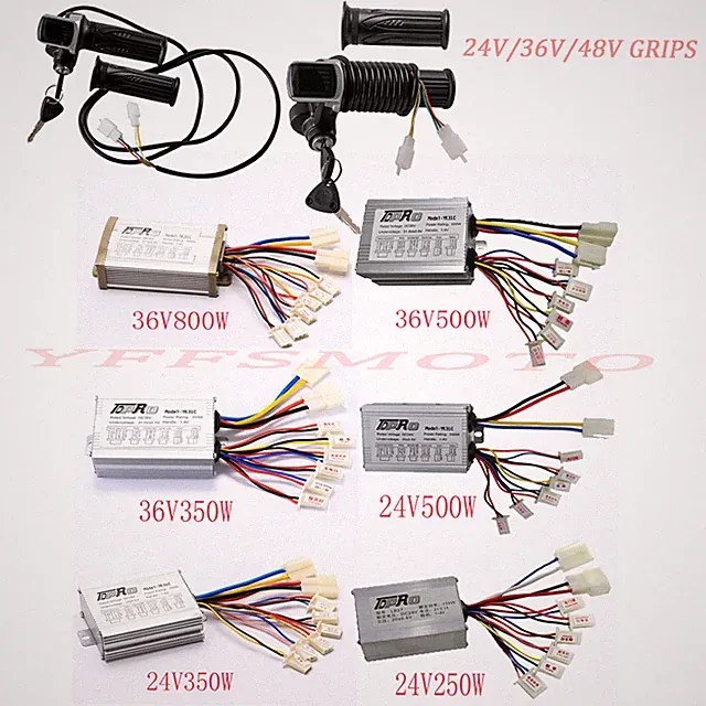24V 36V 48V Electric Motor Controller Throttle Grips w/Lock Key for E-Bike Carts
