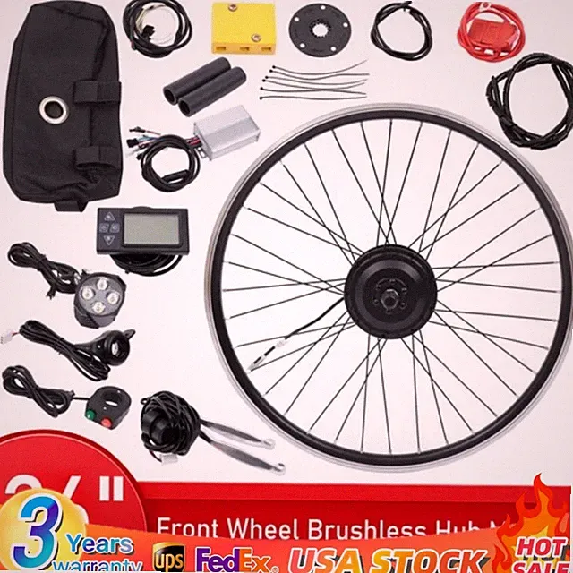 26" 350W 36V Electric Bicycle Front Wheel Hub Motor E Bike Conversion Kit LCD