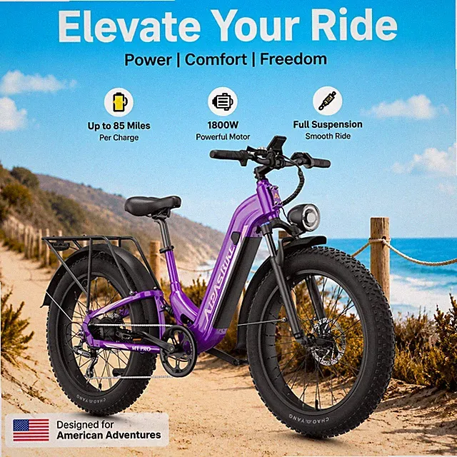 26" Fat Tire Electric Bike 1800W 36MPH Off-Road Mountain Ebike for Adult