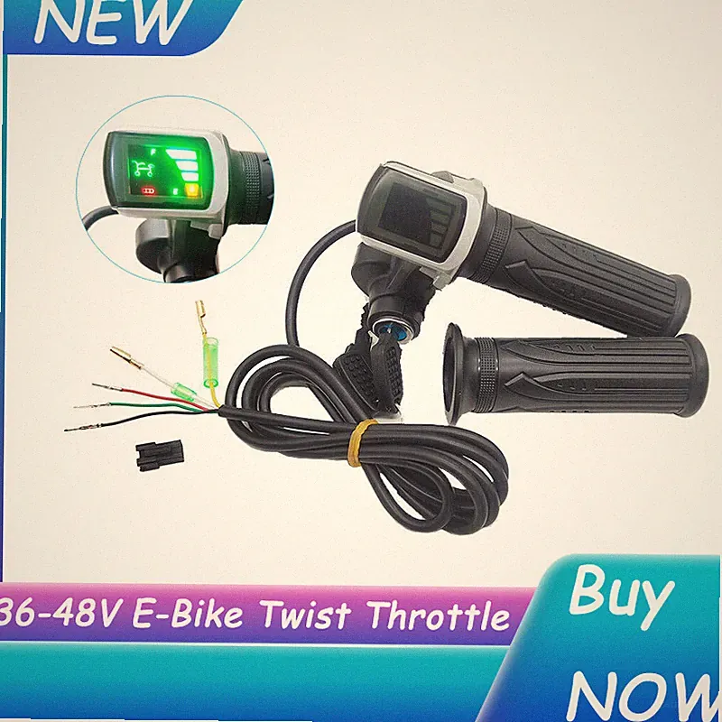 36-48V eBike Twist Throttle Electric Scooter Bicycle Grip Handlebar LED Display_
