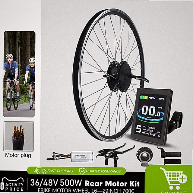36V 48V 500W Rear Wheel Hub Motor 20-29 Inch 700C Electric Bike Conversion Kit