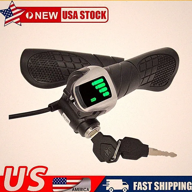36V/48V E-Bike/Scooter Split Throttle Handle with Power Display & Key Lock USA