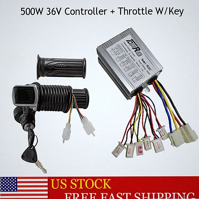 36V 500W Speed Brush Controller & Throttle Switch Lock for E-scooter Bicycle ATV