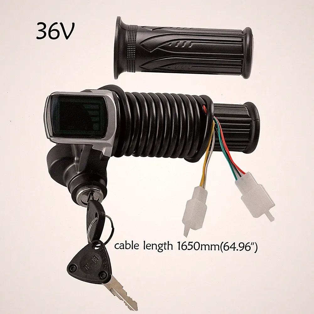 36V ATV Bicycle Ebike Handlebar Twist Grips Throttle w/LCD Display and Key Lock