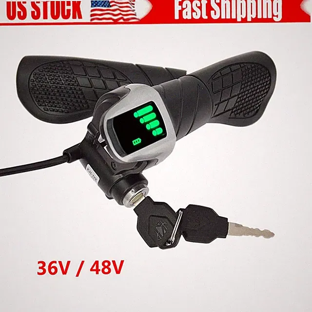 48V Split Throttle Handle with Power Display and Key Lock for E-Bike Scooter USA