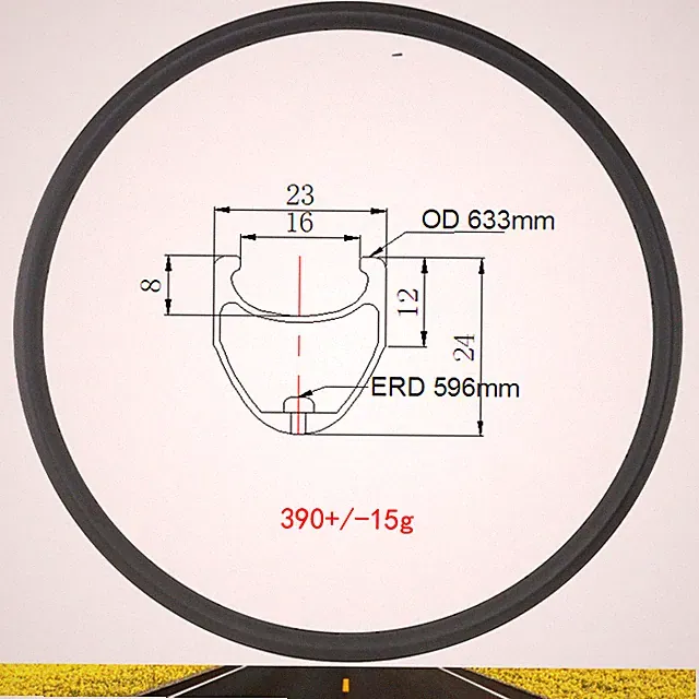 700C 24X23mm Road Bike Carbon Rim Disc or V Brake Clincher UD 3K 16 -36 Holes