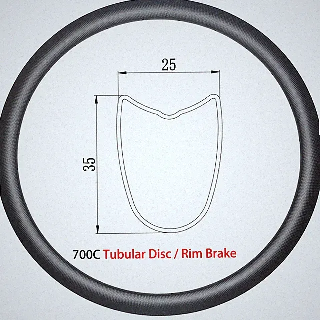 700C 35x25mm Deep Cyclocross Gravel Road Bike Carbon Rims Tubular Disc / V Brake