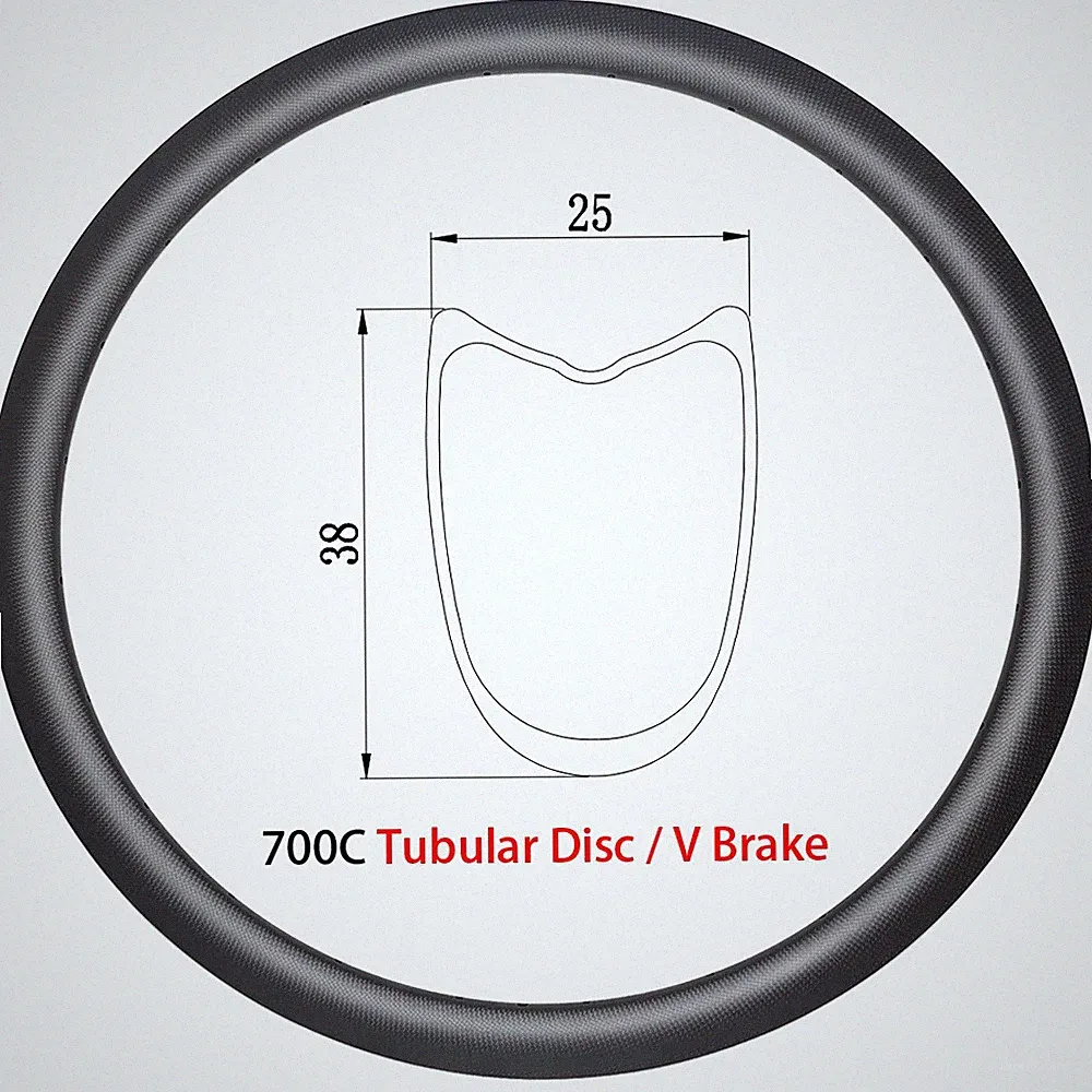 700C 38x25mm Disc/V/Rim Brake 16-36H Gravel Road Cyclocross Bicycle Carbon Rims