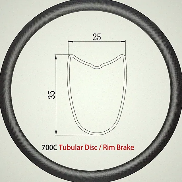 700C Gravel Road Bike Carbon Rims 25mm Wide 35mm Deep Disc / V Brake Tubular