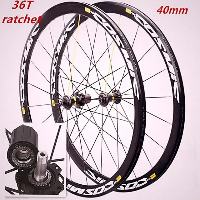 700C Road Bike Wheelset 30/40/50mm Clincher Rims V/Disc Brake 36T Ratchet Hubs