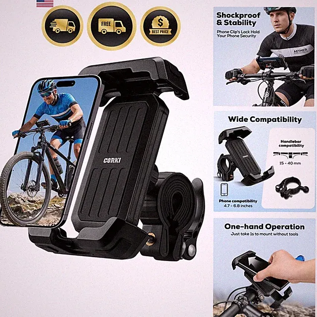 Bike Phone Holder, Handlebar Mount for Ebike Scooter Motorcycle | Anti-Shake,...