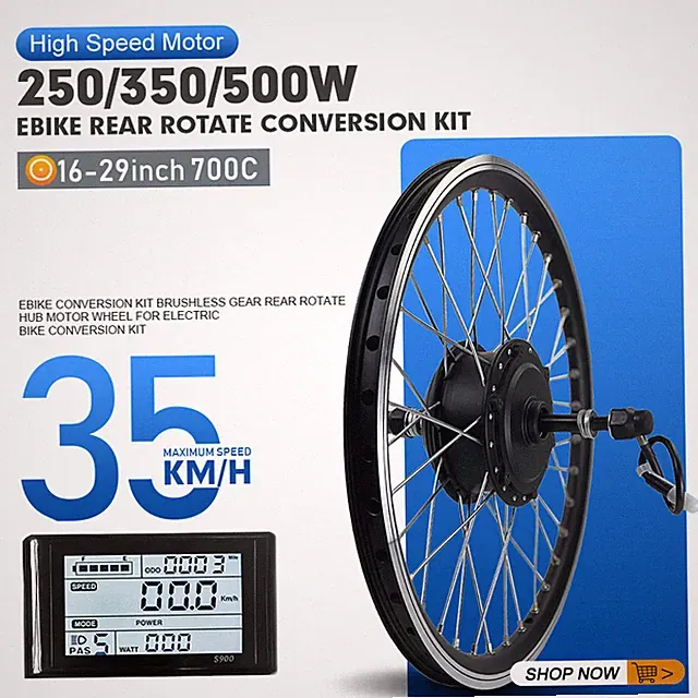 E-bike Conversion Kit 36V 48V 250W 350W 500W Brushless Rear Hub Wheel Motor Kit