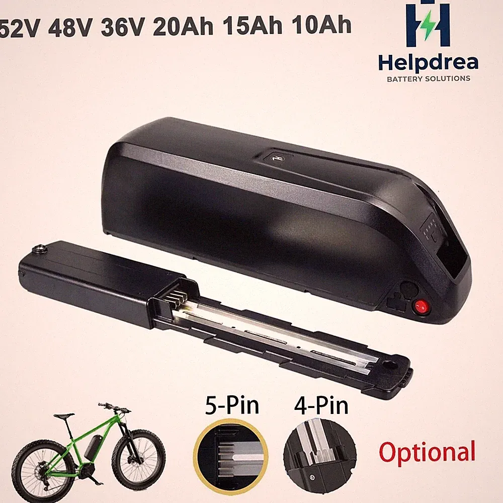 Ebike Battery 52V 48V 36V 10Ah 15Ah 20Ah Electric BiKE Bicycle Battery Black