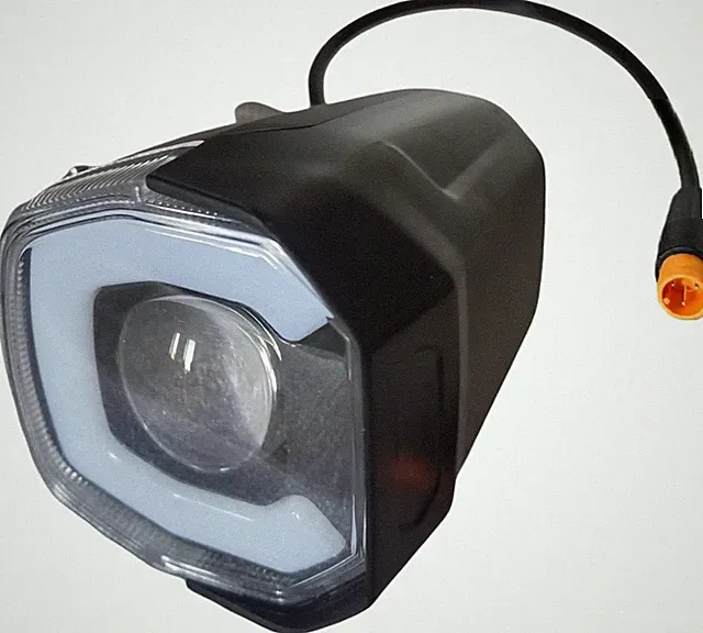 Ebike LED Headlight 3 Pin Connector Front Light with Built-In Horn for 36V 48V