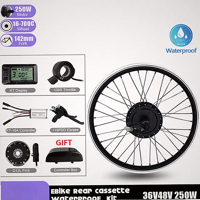 Electric Bicycle Conversion Kit 250W 36V 48V Rear Cassette Hub Motor Wheel