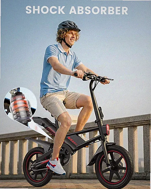 GYROOR C33 14" Folding Electric Bike for Adults LED Display Commuter City Ebike
