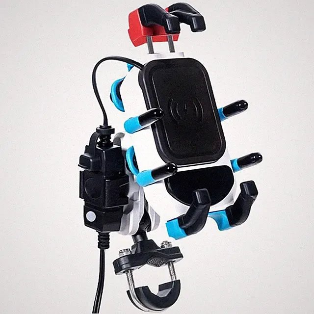 Motorcycle Mount Holder with Charger Waterproof Handlebar 15W Wireless&PD USB...