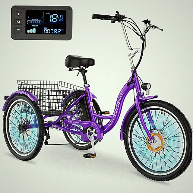 NAIZEA Adult Electric Tricycle 7 Speed 24" 26" Adults Trike Cruiser Bike 350W