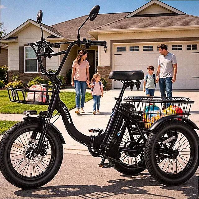 Narrak Fat Tire Folding Electric Trike adult Peak 700W 468WH Removable Battery