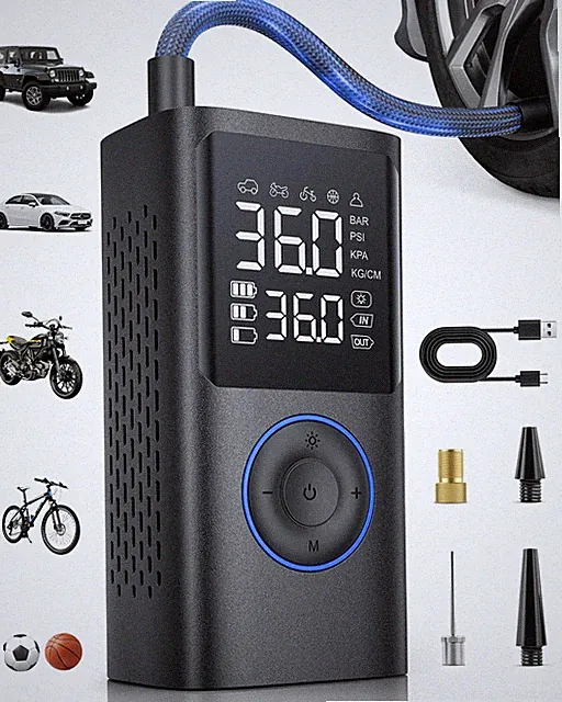 Tire Inflator Portable Air Compressor, 150 PSI Cordless Bike Pump, Air Pump f...
