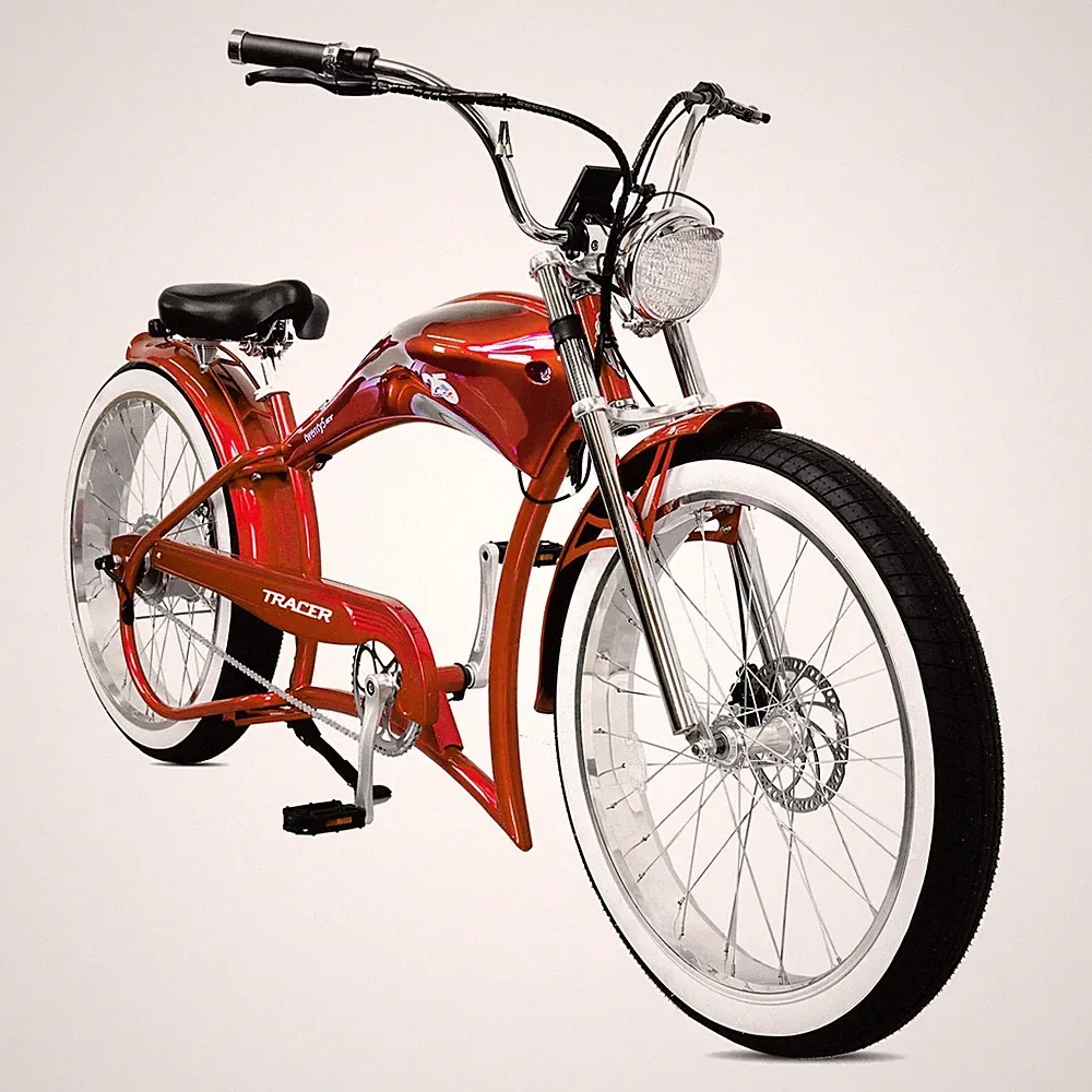 Tracer Red 26'' 500W Electric Bicycle 48V 17.5Ah 25mph Fat Tire Cruiser E-Bike